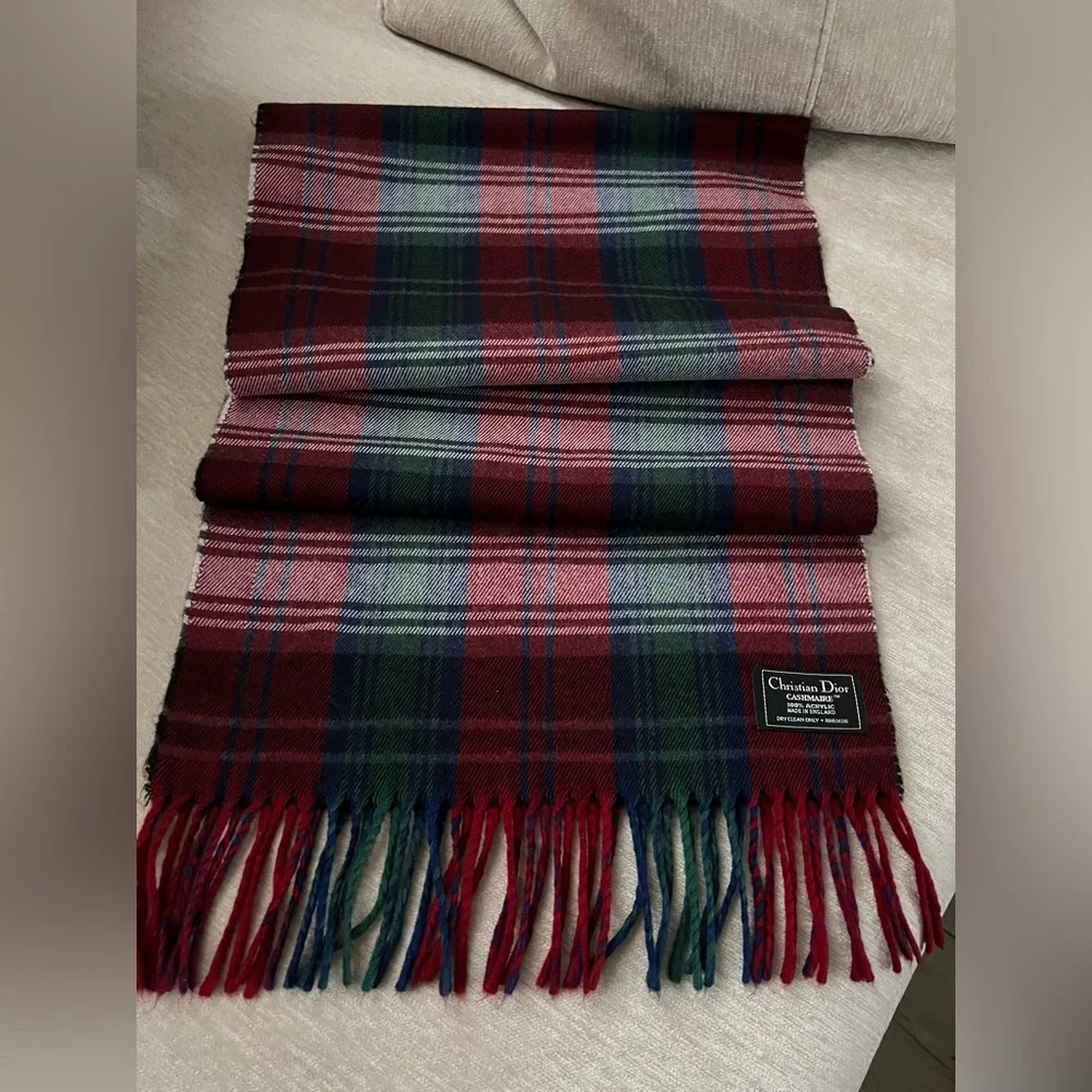 Christian Dior Plaid Scarf - Made in England Cashmere elegant unisex sca…